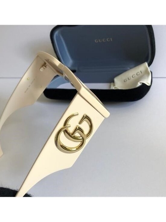 New Authentic Gucci GG1425s 004  Women\'s Cream Rectangular Sunglasses main image 6